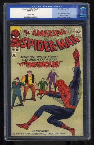 Cover Scan: Amazing Spider-Man #10 CGC FN/VF 7.0 Off White 1st Full Appearance Enforcers! - Item ID #454276
