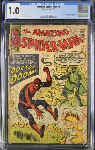 Cover Scan: Amazing Spider-Man #5 CGC Fair 1.0 Doctor Doom Appearance! Steve Ditko! - Item ID #468433